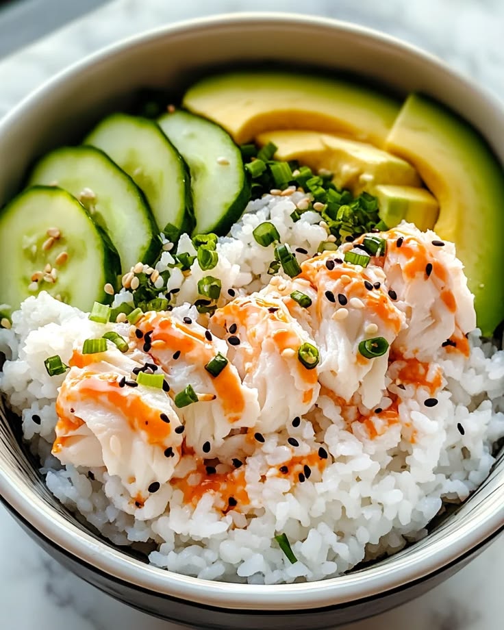 California roll sushi bowl recipe for easy meal prep. Healthy, quick, and perfect for busy days with simple fresh ingredients.