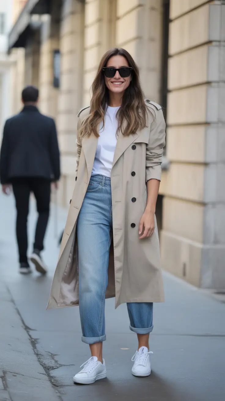 spring outfits with white sneakers