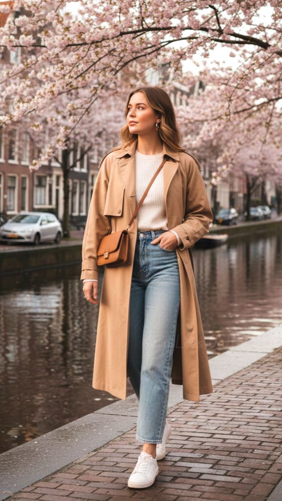 casual chic spring outfits for cold weather
