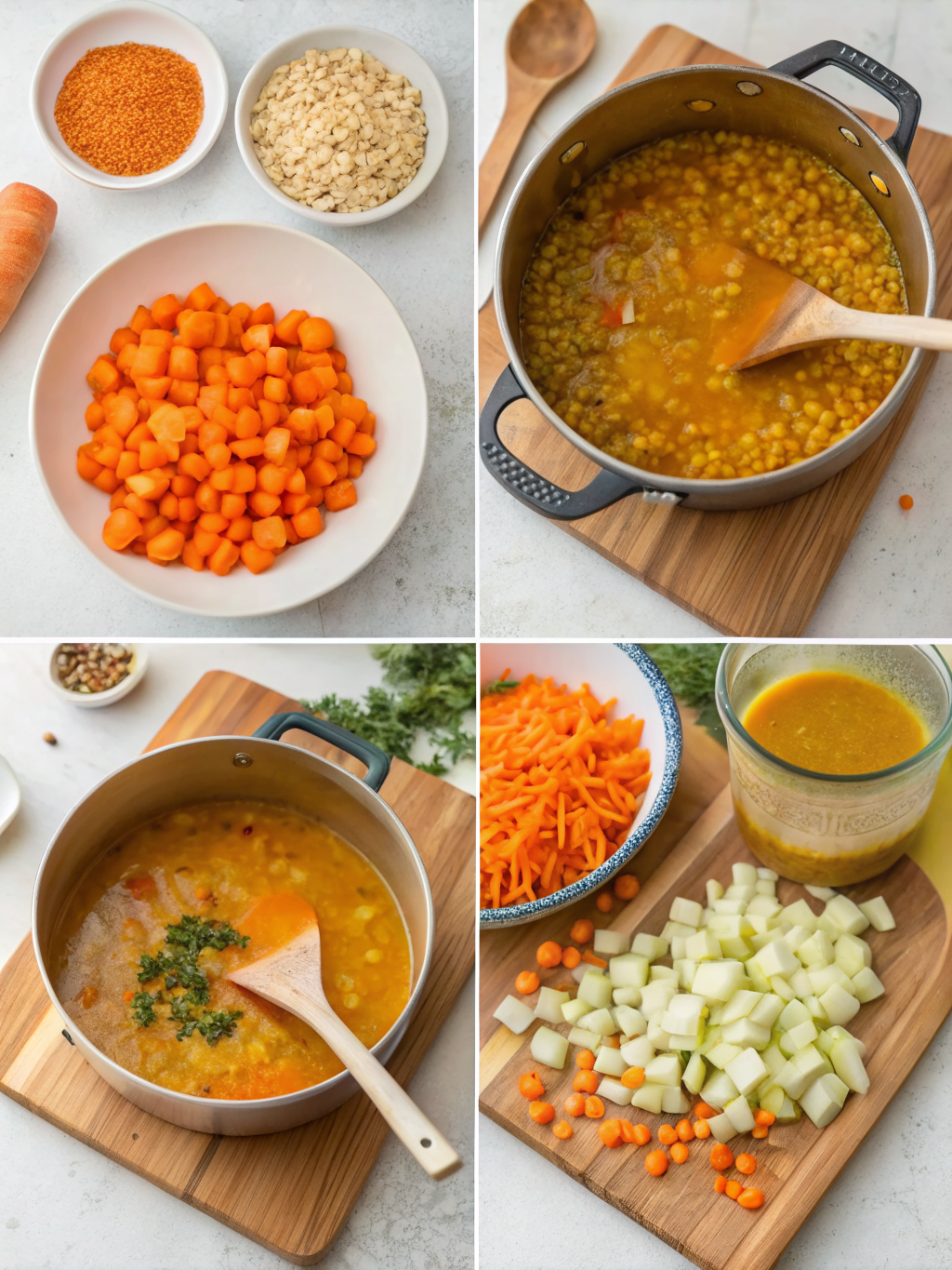 Golden Turmeric Lentil Soup preparing steps