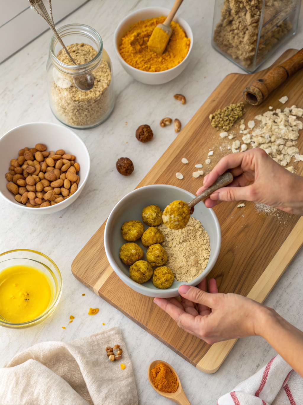 turmeric energy balls preparing steps