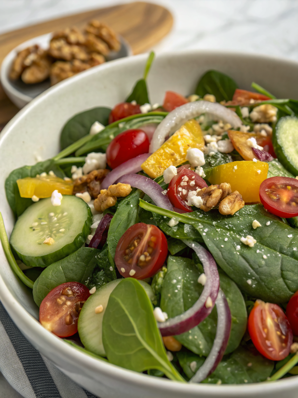 A fresh and nourishing anti-inflammatory spinach salad packed with berries, walnuts, and wholesome ingredients. Perfect for a light, healthy, and nutrient-dense meal